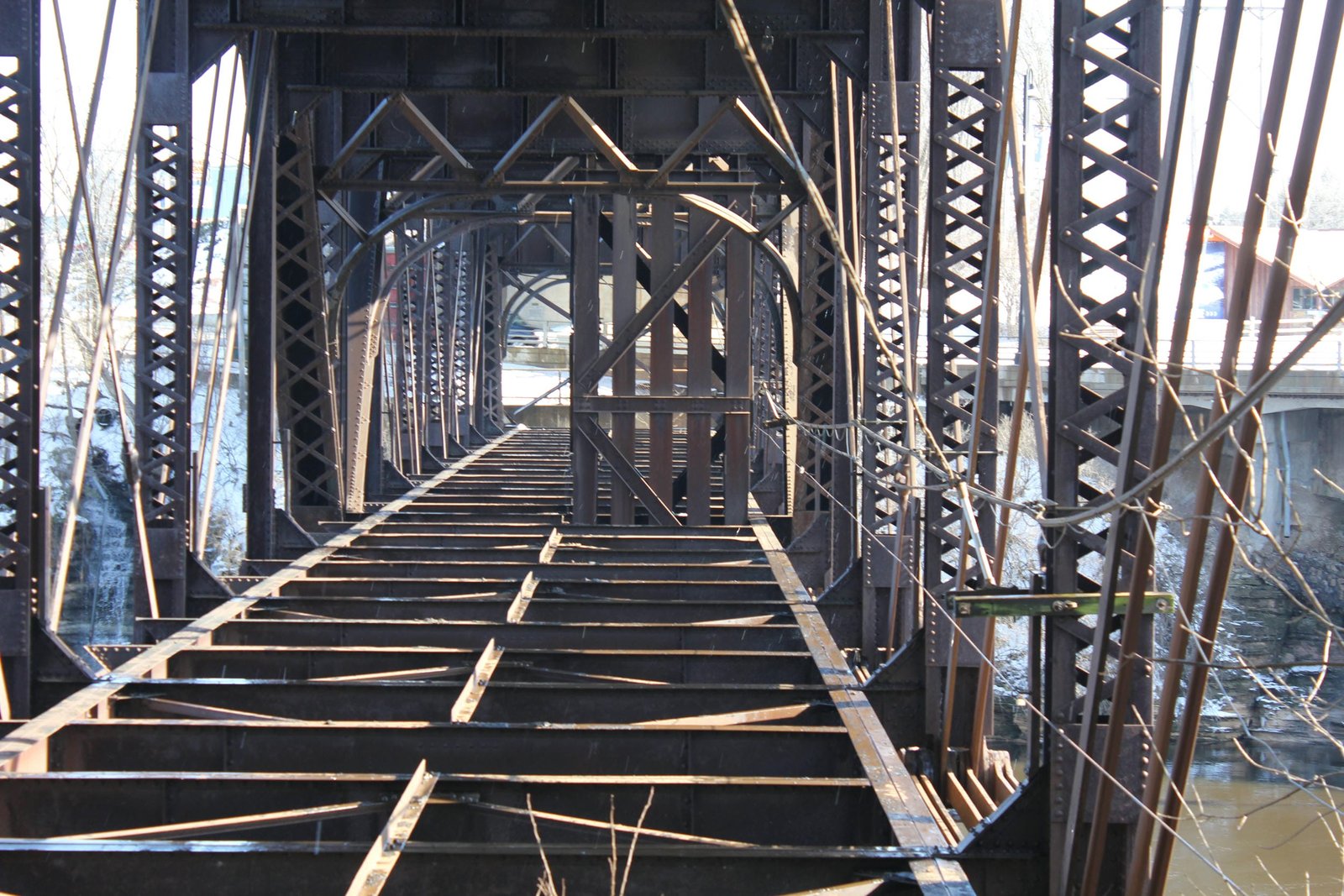 Looking east inside truss